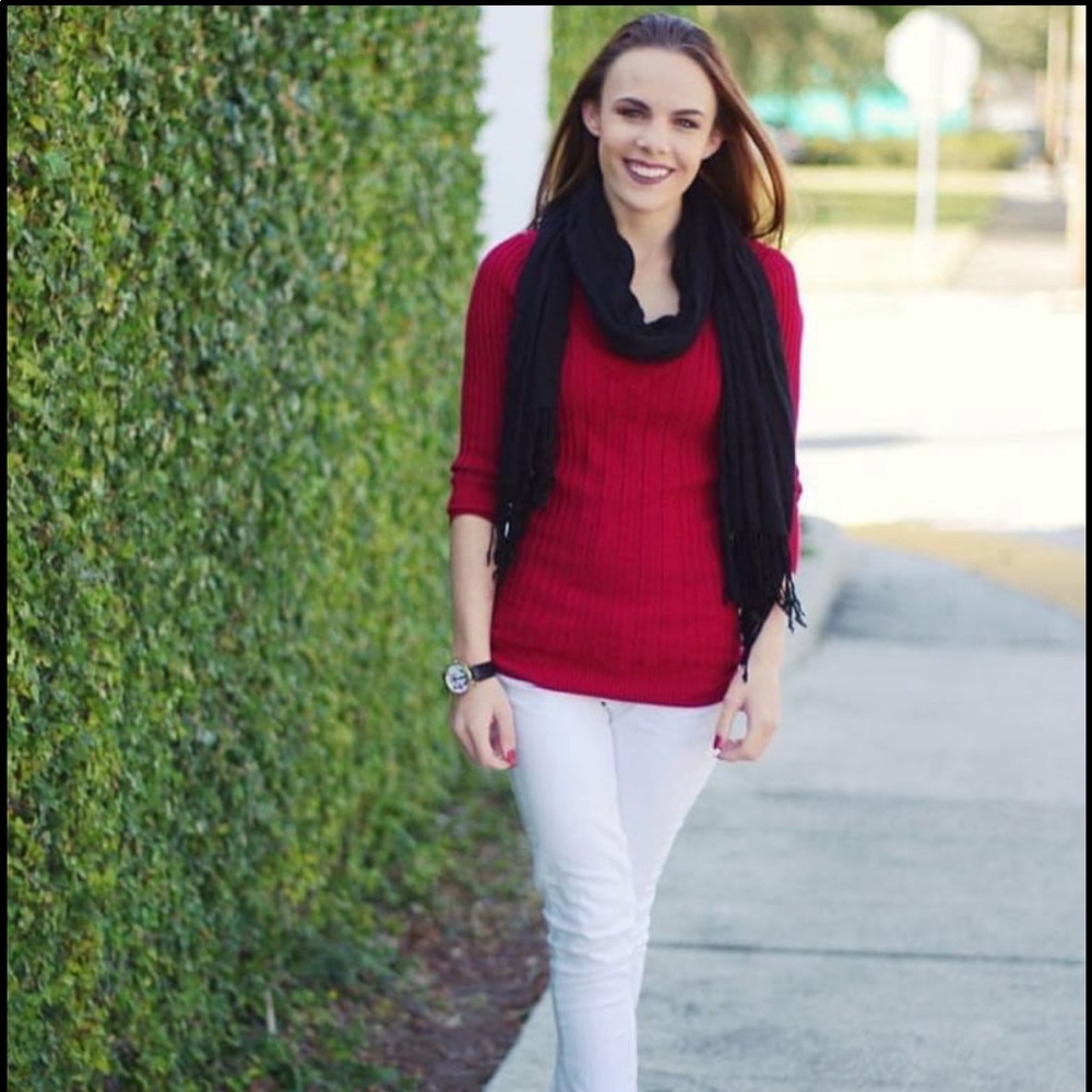 Red sweater blouse